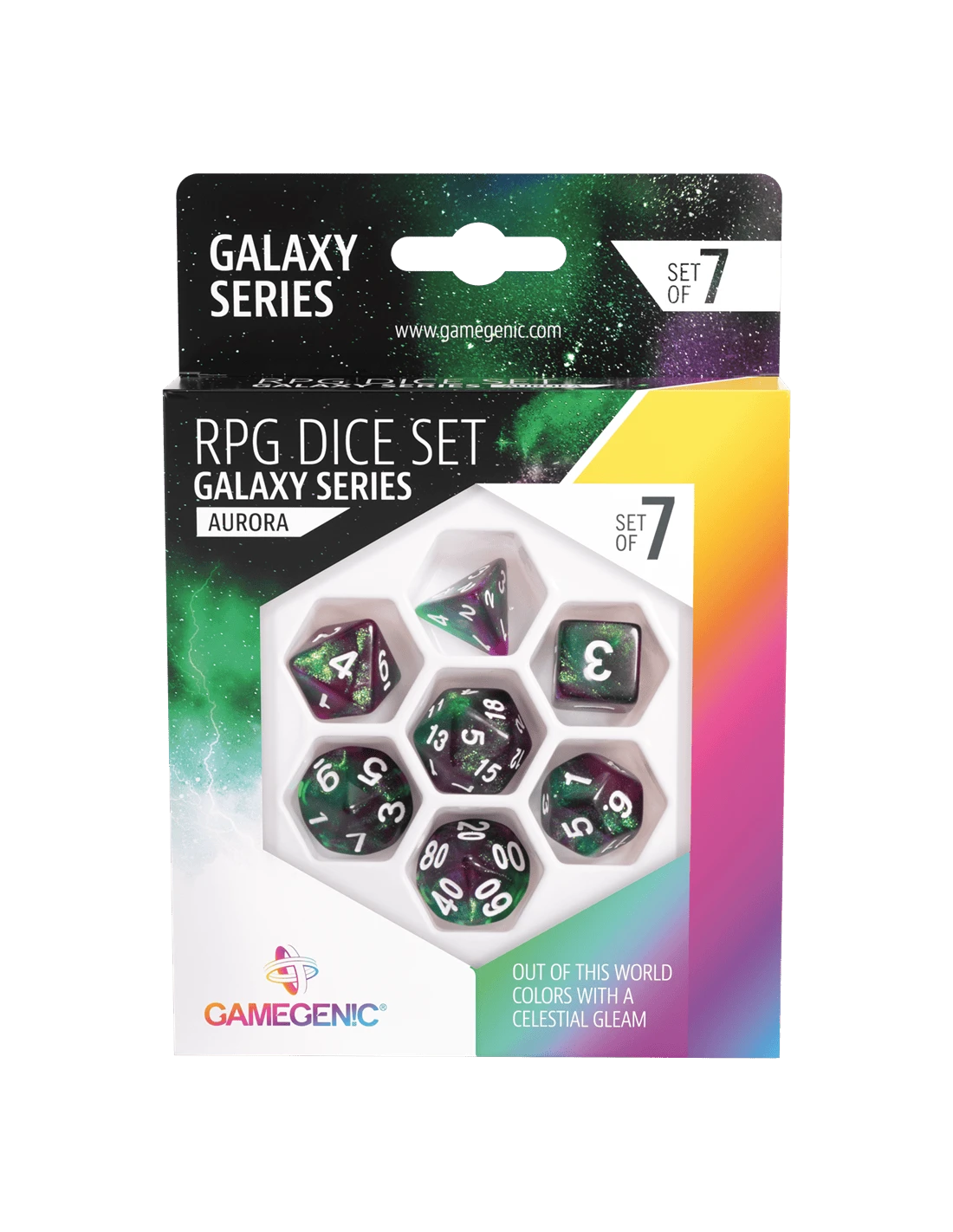 Gamegenic Galaxy Series -Aurora- Set De 7 Dés JDR 3 Gamegenic Galaxy Series -Aurora- Set De 7 Dés JDR